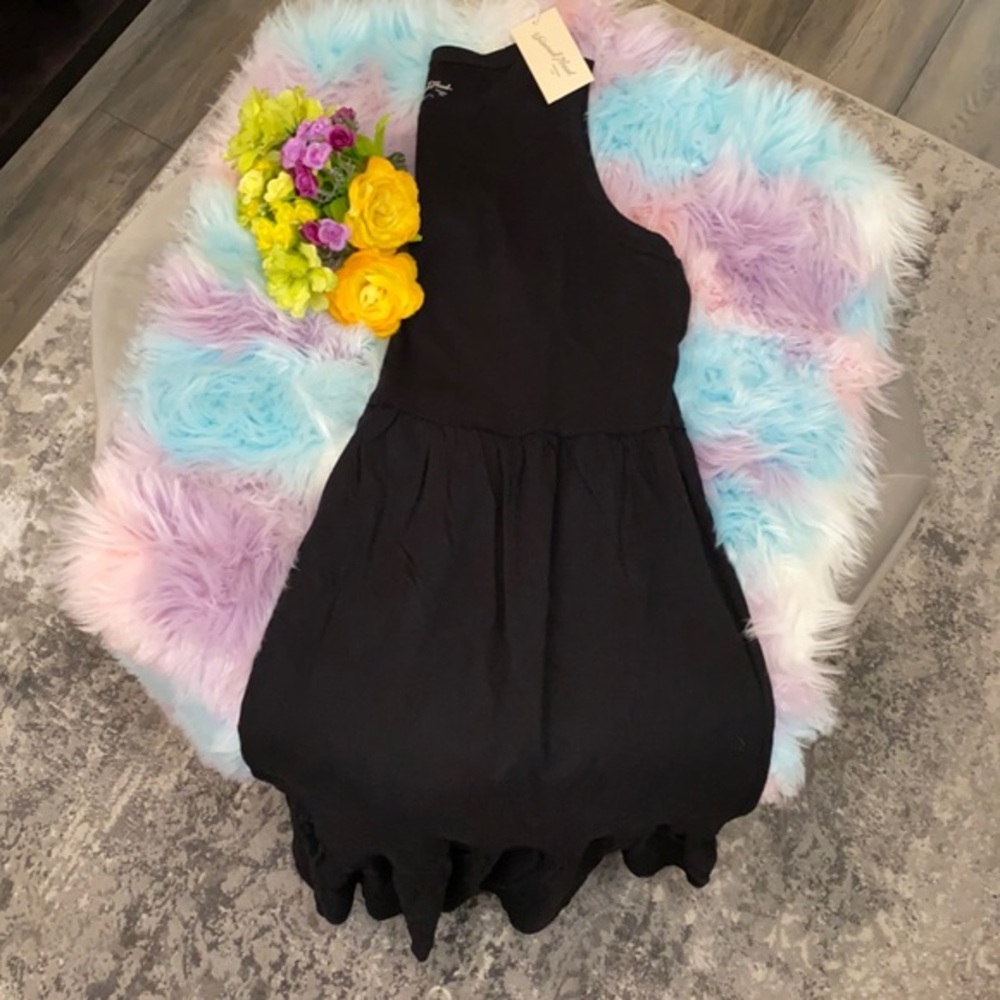 Sleeveless Black Dress Ruffle Edge LG NEW!